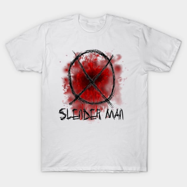 Slenderman blood spatter and symbol T-Shirt by GrimDork